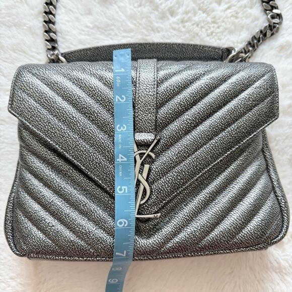 Saint Laurent Classic College Bag Matelasse Chevron Leather Medium Authentic - Picture 9 of 16
